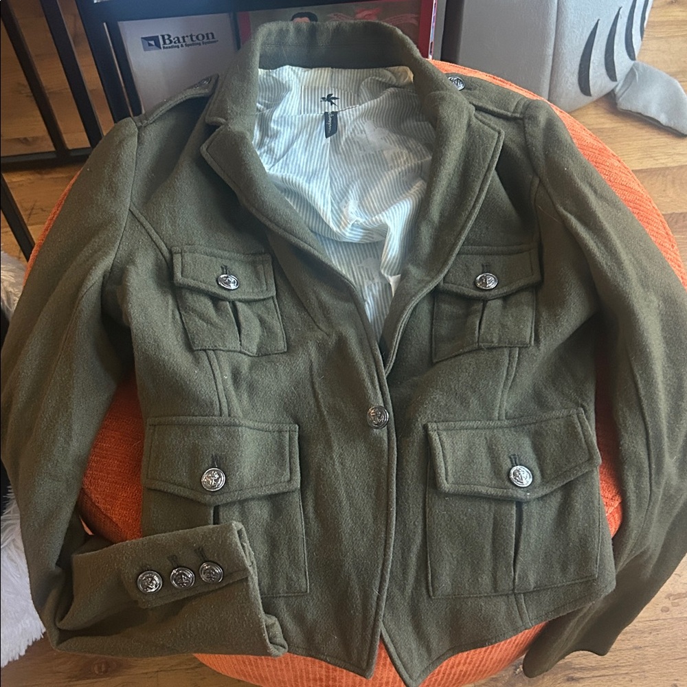 Olive Green One Teaspoon Military Style Jacket